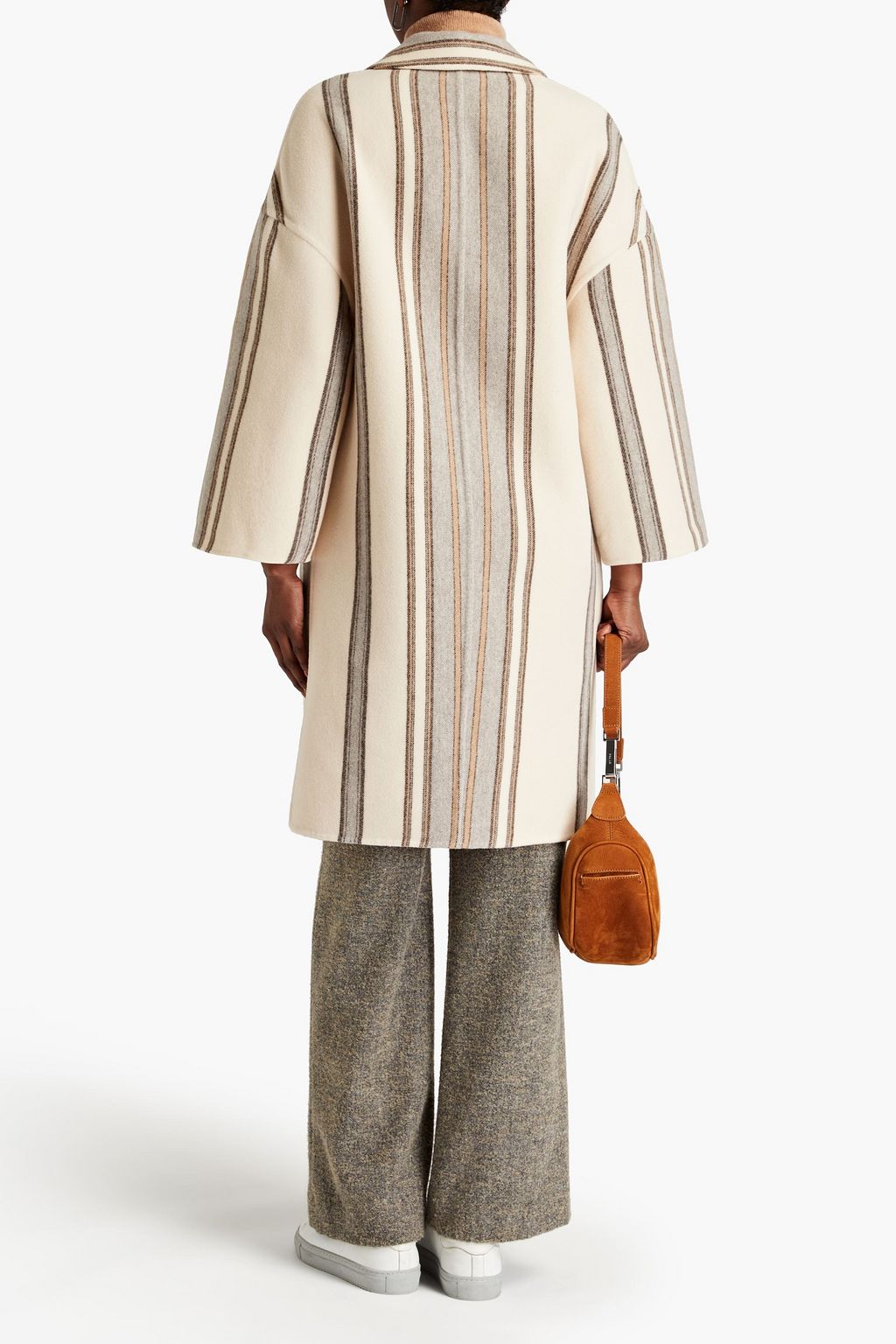 BRUNELLO CUCINELLI معطف من الجوخ المصنوع من مزيج الكشمير والصوف الممشَّط بتصميم مخطط