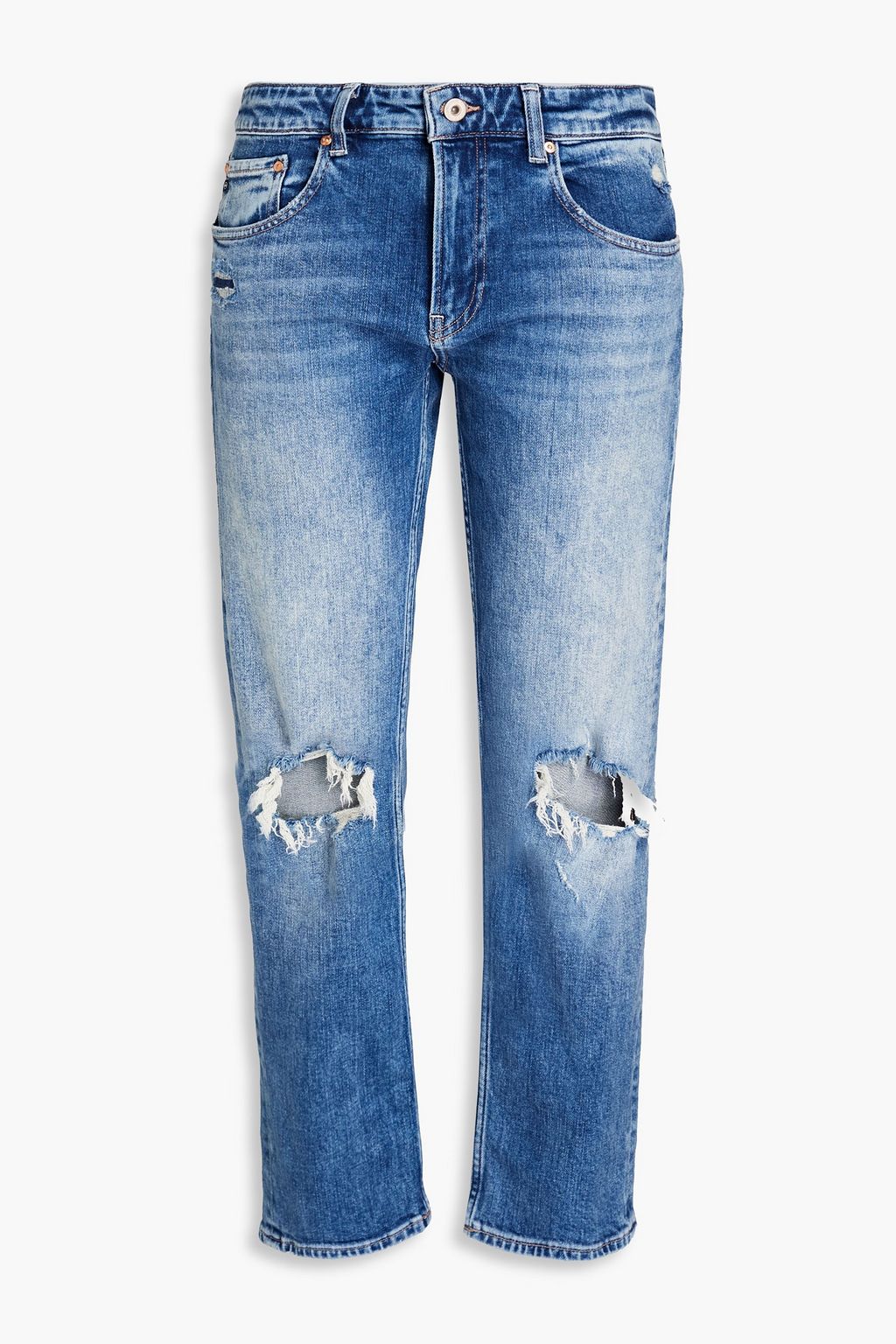 AG JEANS Girlfriend cropped distressed low-rise straight-leg jeans | Sale to 70% off | THE OUTNET