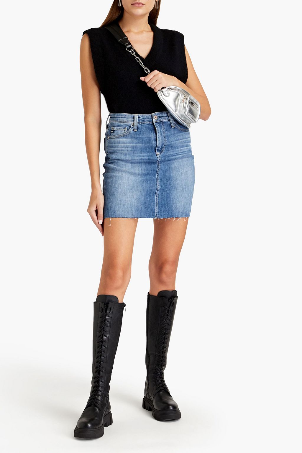 AG JEANS Erin faded denim mini skirt