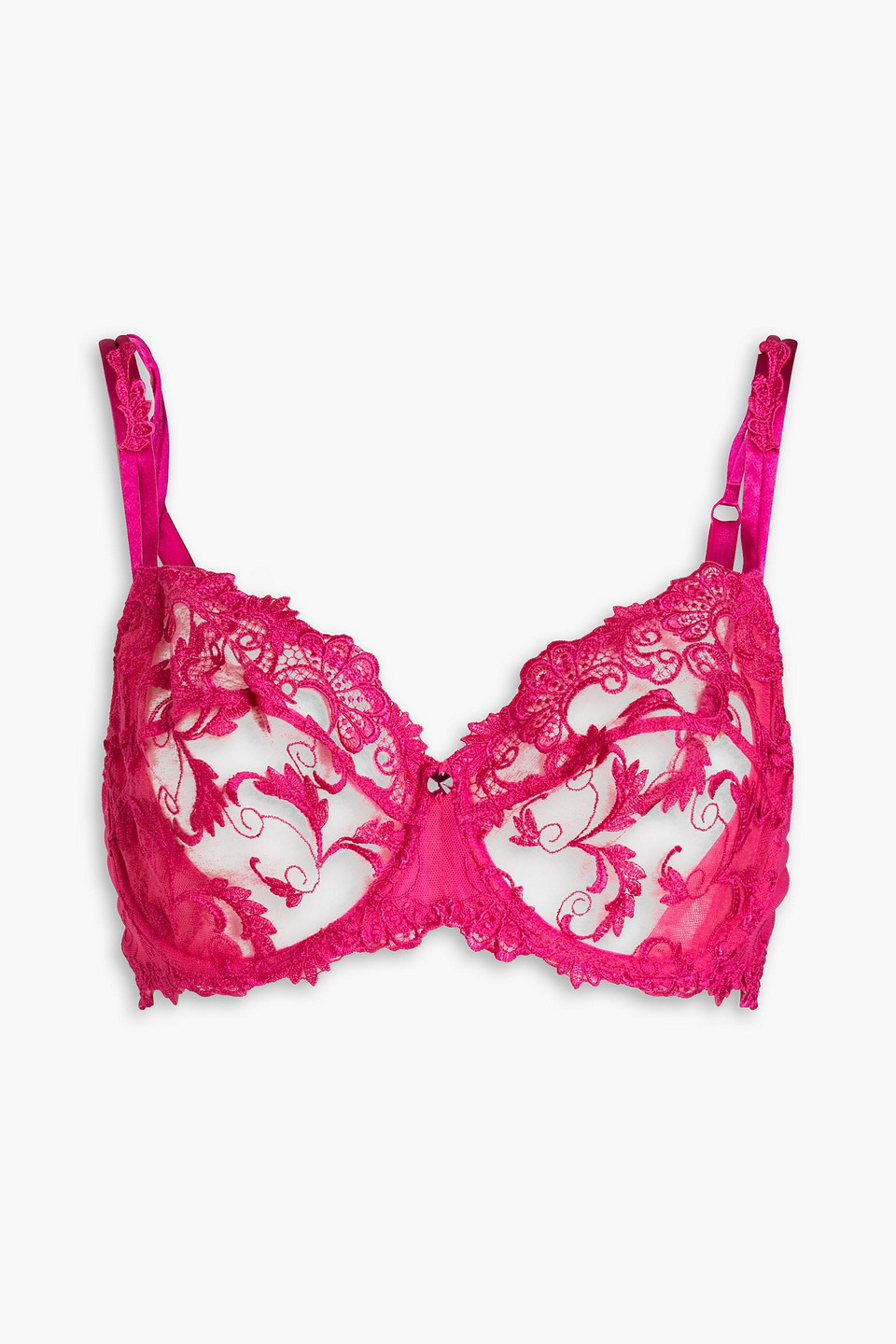 Lise Charmel Guipure Lace-paneled Tulle Balconette Bra In Pink