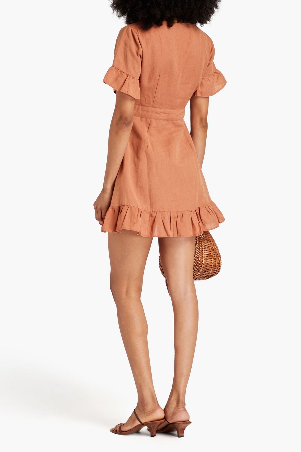 TIGERLILY Kara gathered slub linen and cottonblend mini dress THE