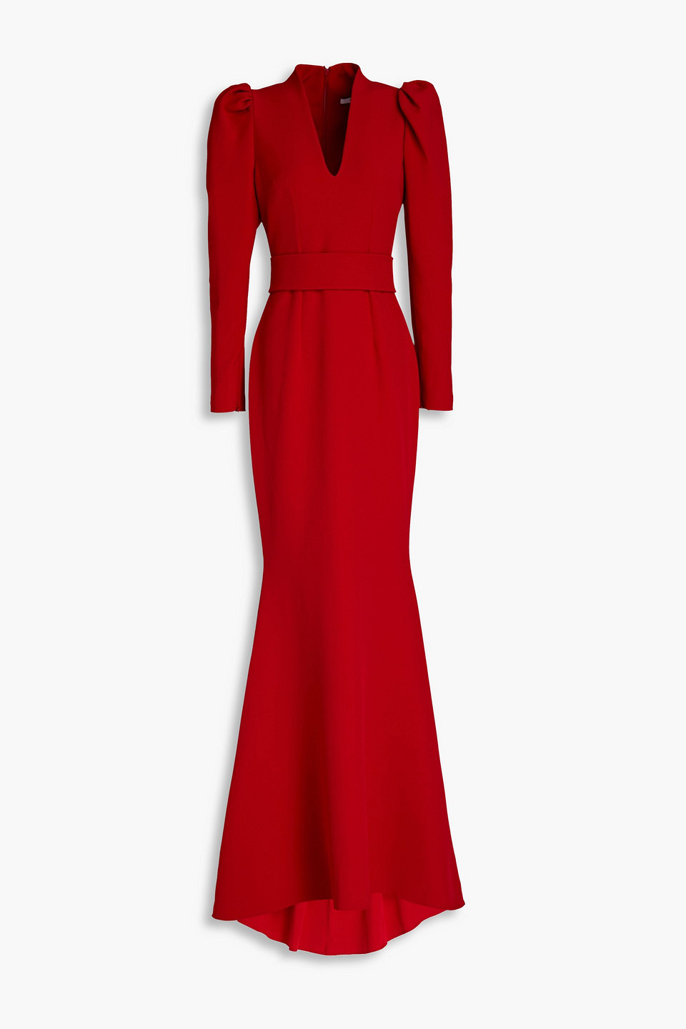 Safiyaa Tonya Belted Stretch-crepe Gown In Red | ModeSens