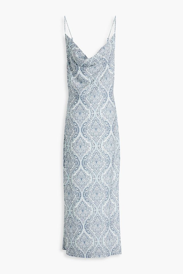 Clio draped printed jersey maxi slip dress