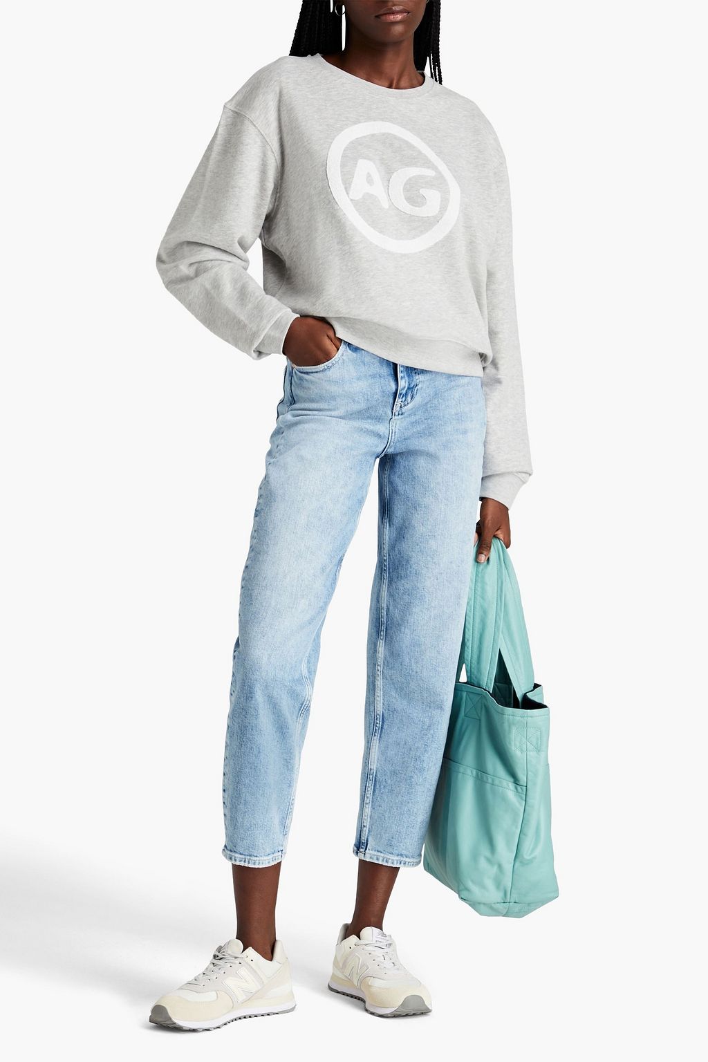 AG JEANS سويتشيرت من قماش تيري الفرنسي المصنوع من مزيج القطن مزين بزخارف