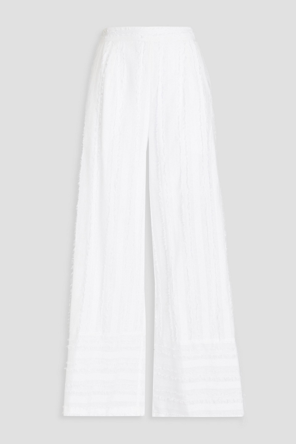 Tigerlily Okimi Rudy Frayed Cotton And Linen-blend Wide-leg