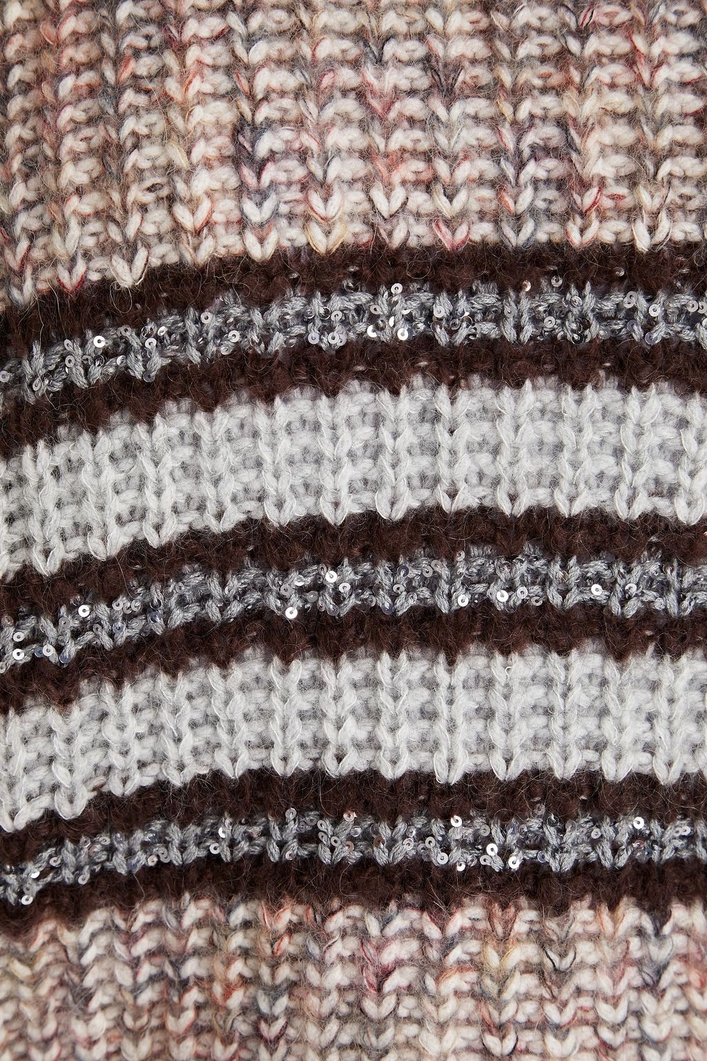 BRUNELLO CUCINELLI Gestreifter Rippstrickpullover mit Pailletten