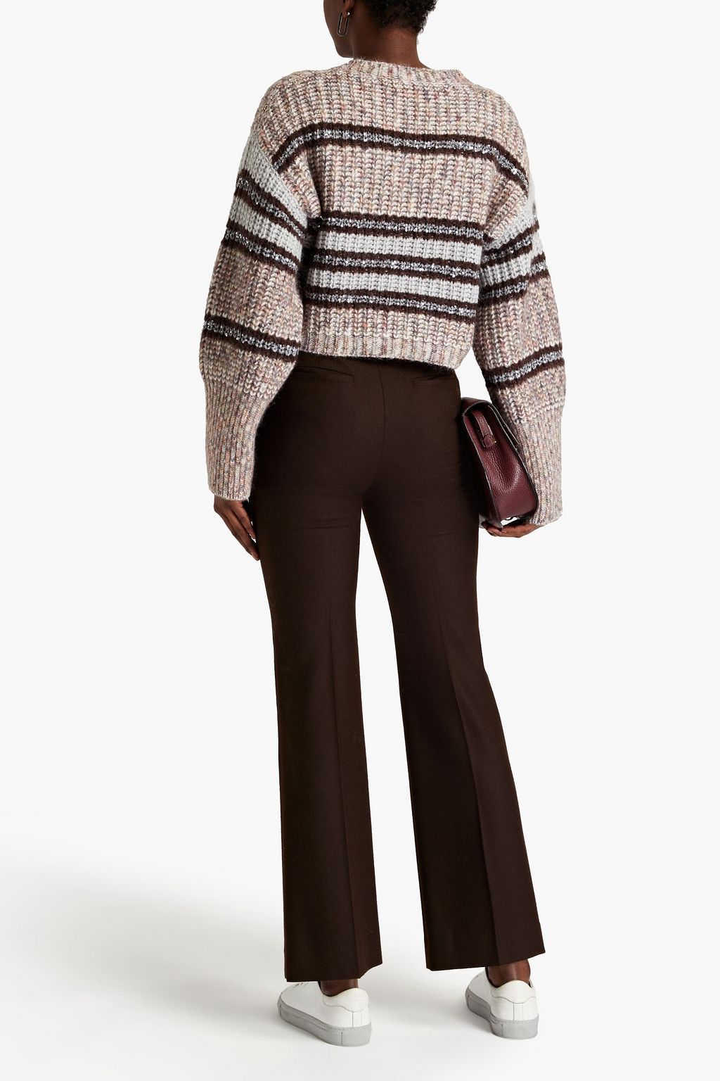 BRUNELLO CUCINELLI Gestreifter Rippstrickpullover mit Pailletten