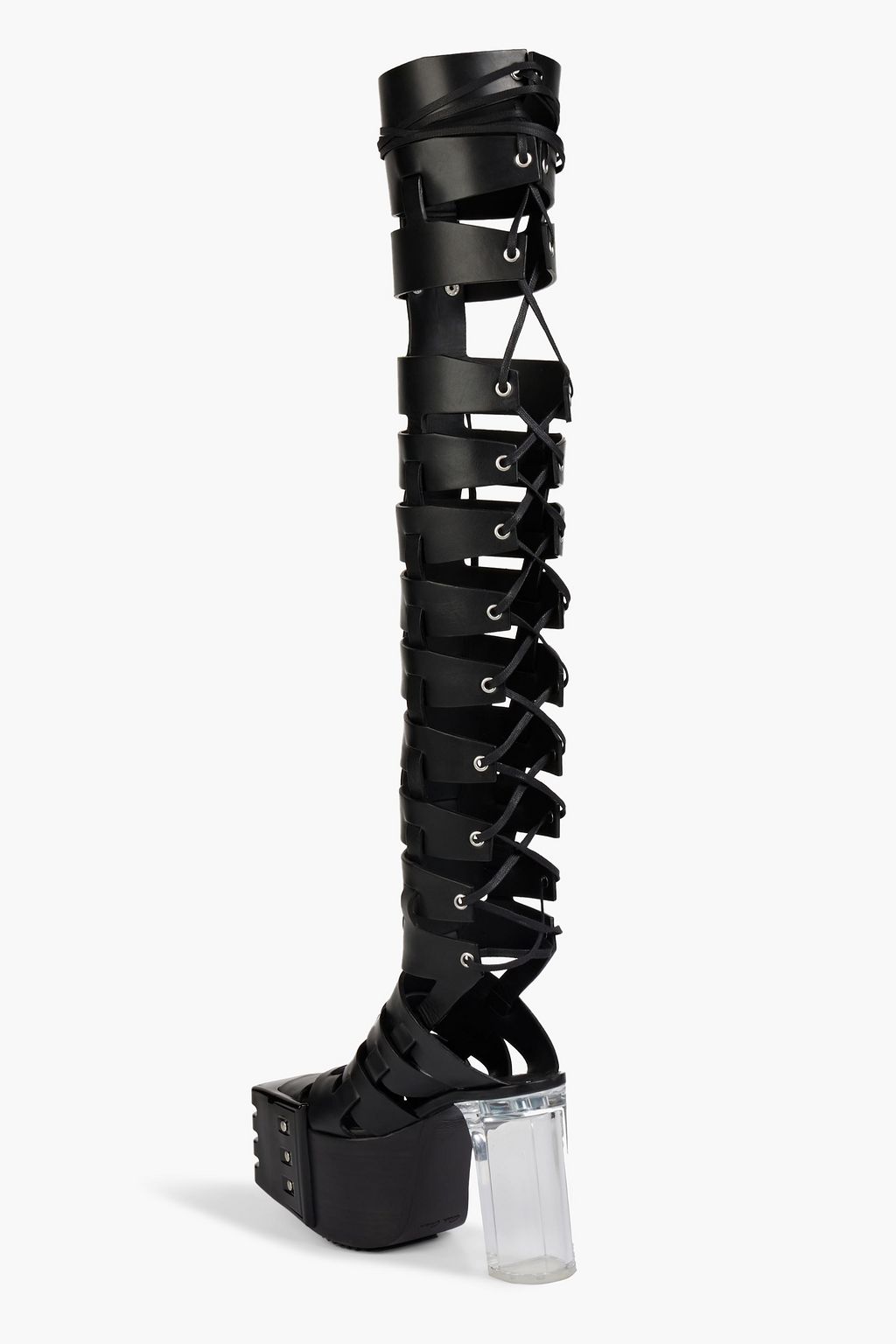 RICK OWENS Lace-up leather platform over-the-knee boots