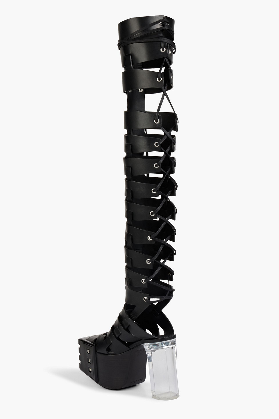 Rick Owens Spartan Kiss Lace-up Thigh-high Boots In Black
