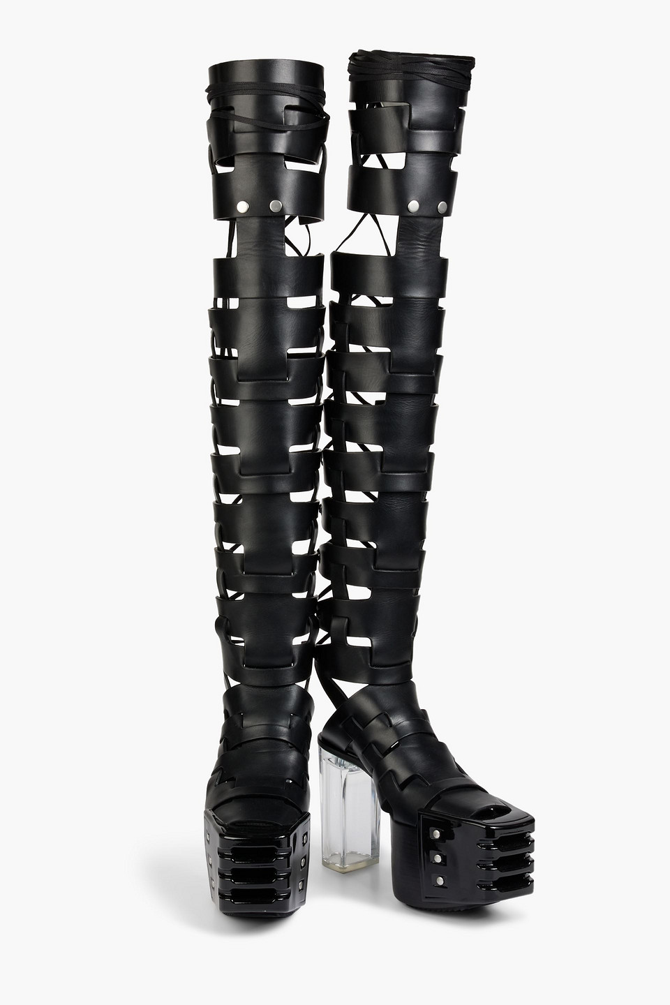 Rick Owens Spartan Kiss Lace-up Thigh-high Boots In Black