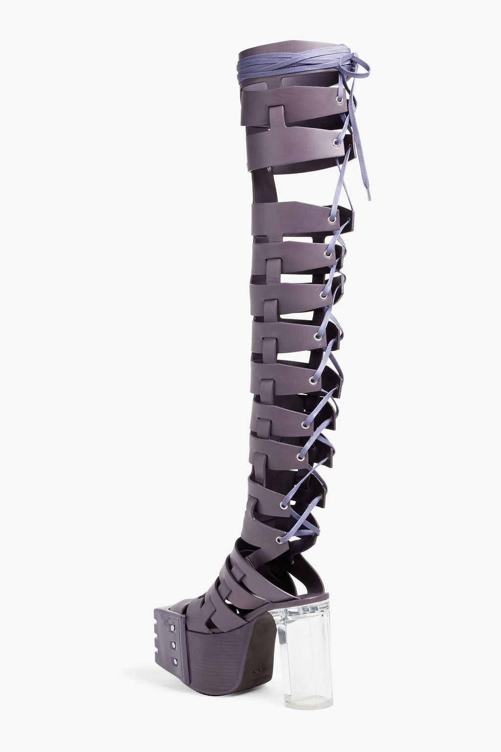 RICK OWENS Lace-up leather platform over-the-knee boots