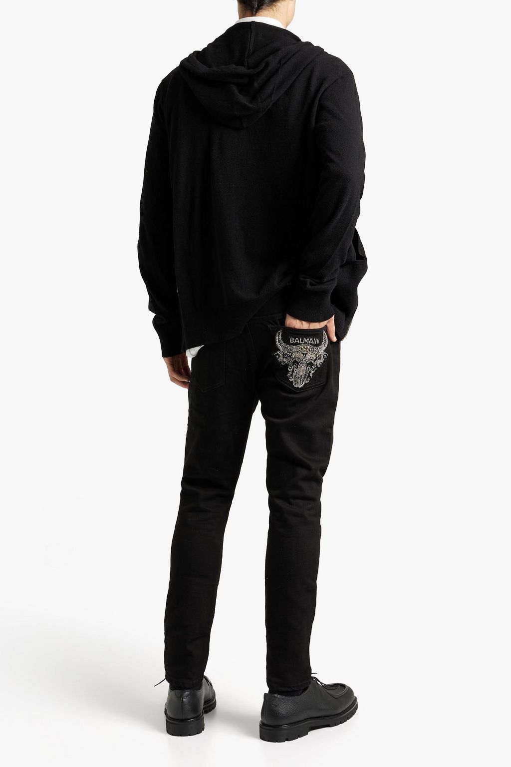 BALMAIN Slim-fit embellished denim jeans