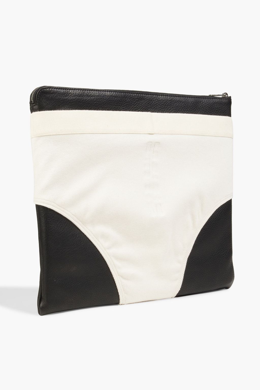 RICK OWENS Pentabrief jersey-paneled pebbled-leather pouch