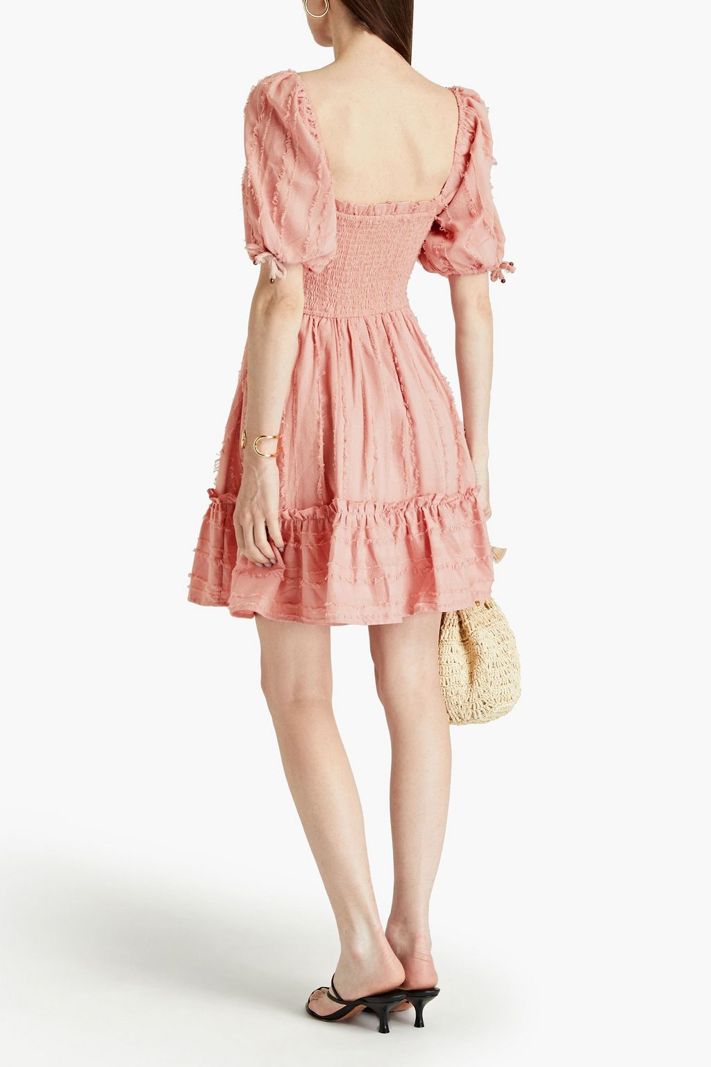 TIGERLILY Okimi Loulou shirred cotton and linen-blend mini dress