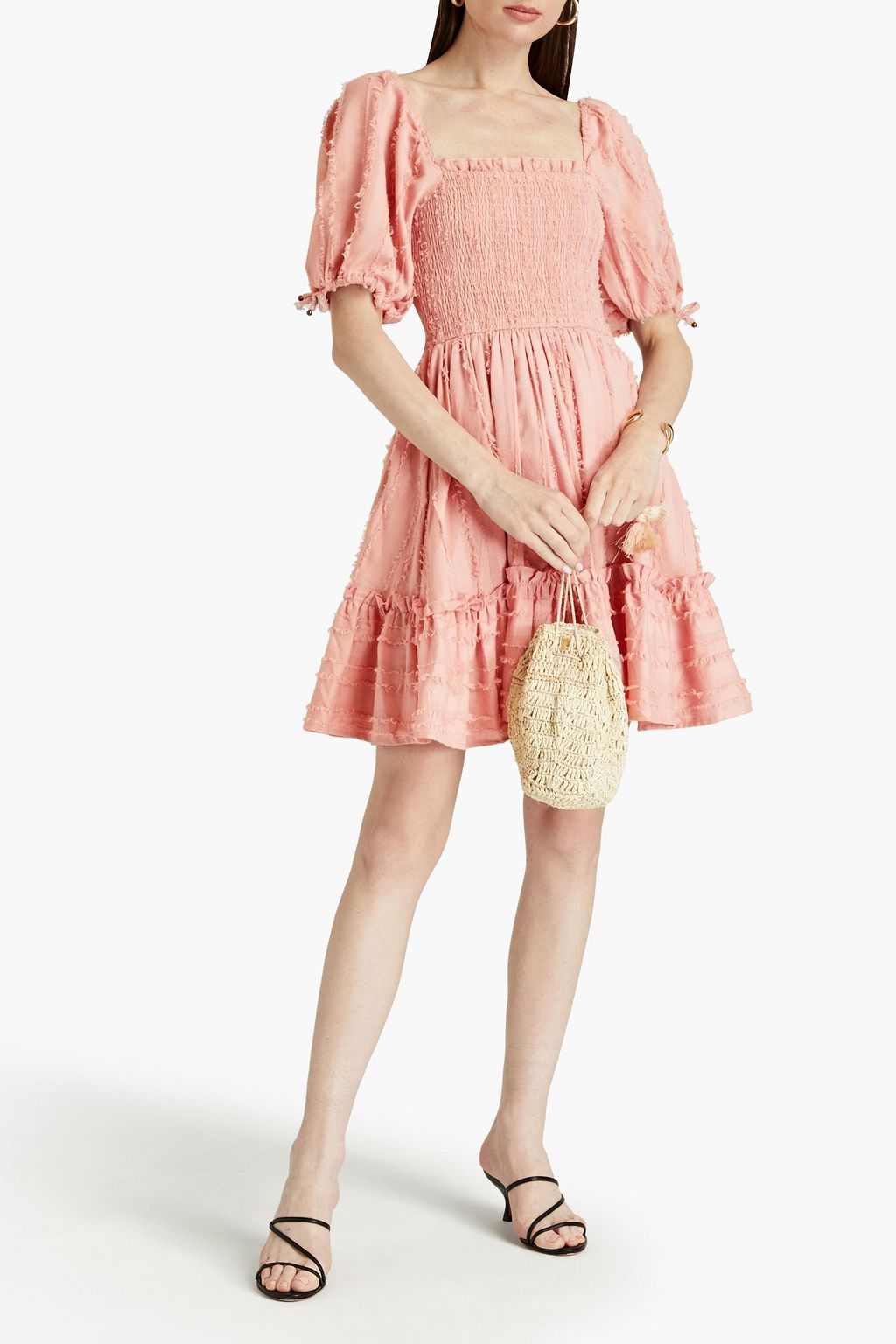 TIGERLILY Okimi Loulou shirred cotton and linen-blend mini dress