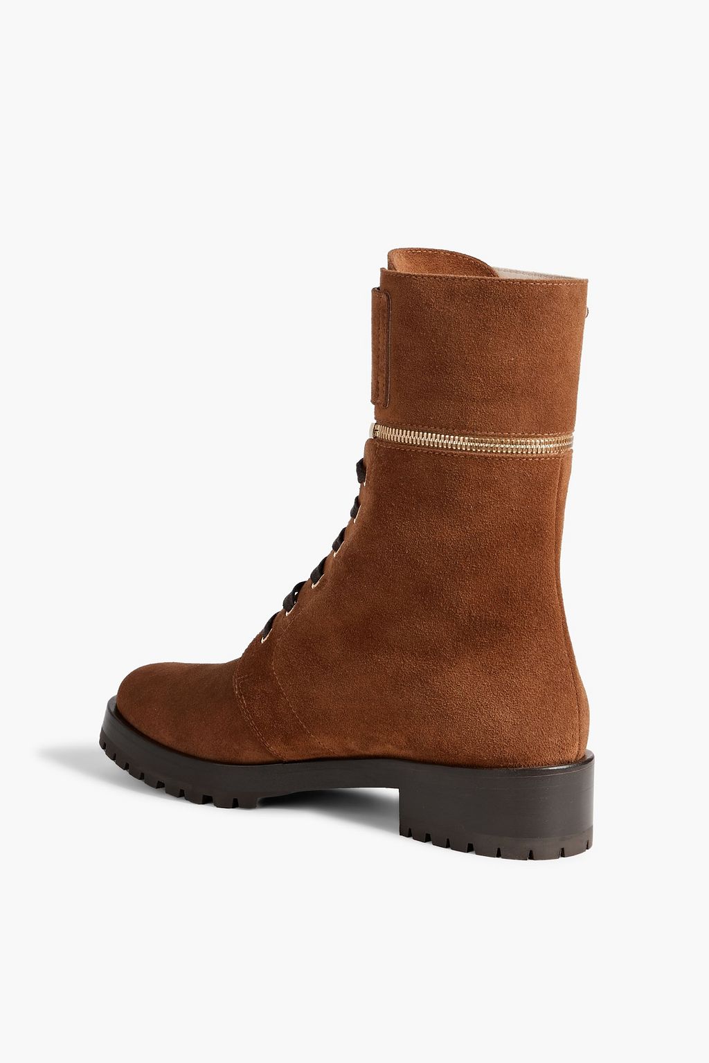 SERGIO ROSSI Zip-detailed suede combat boots
