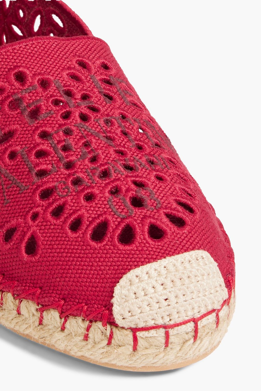 VALENTINO GARAVANI Logo-print broderie anglaise canvas espadrilles