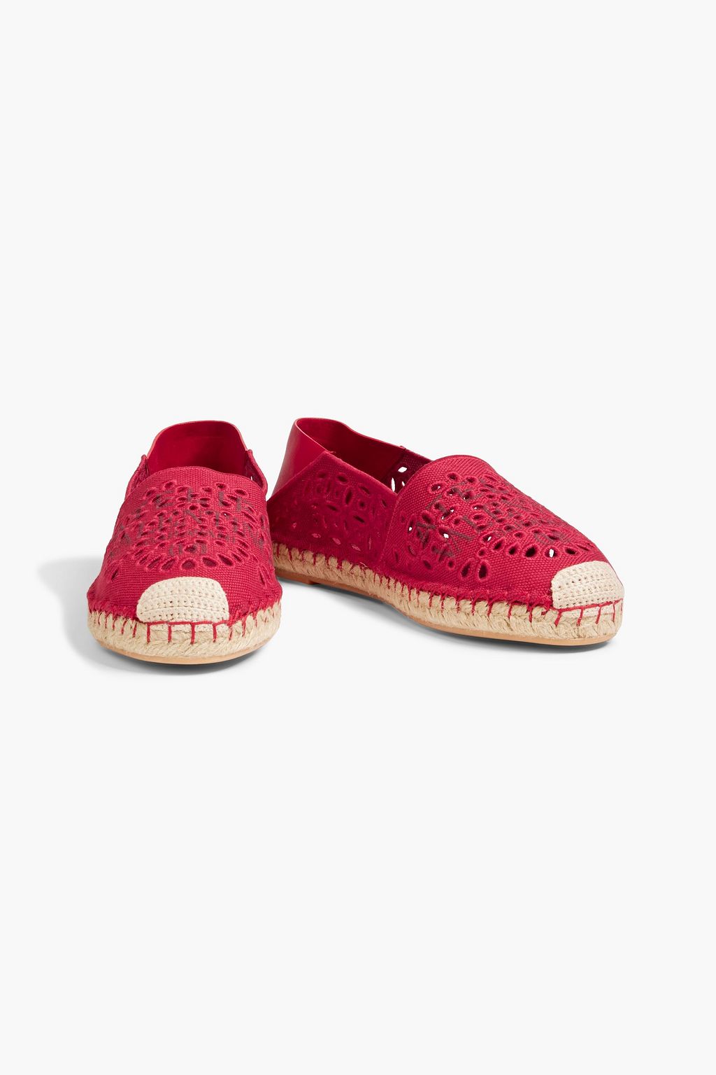 VALENTINO GARAVANI Logo-print broderie anglaise canvas espadrilles