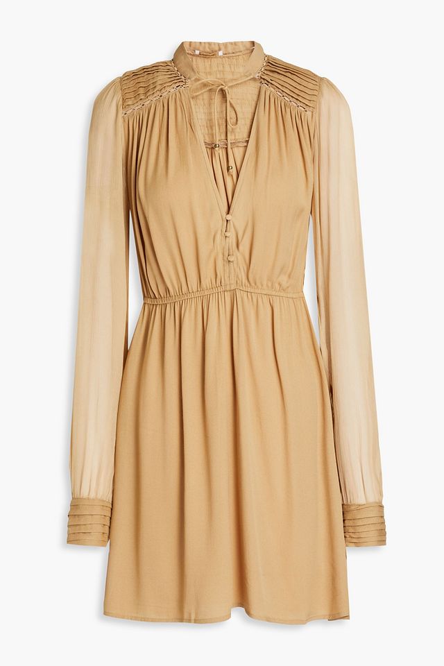 Gardenia Nima pintucked crepe mini dress