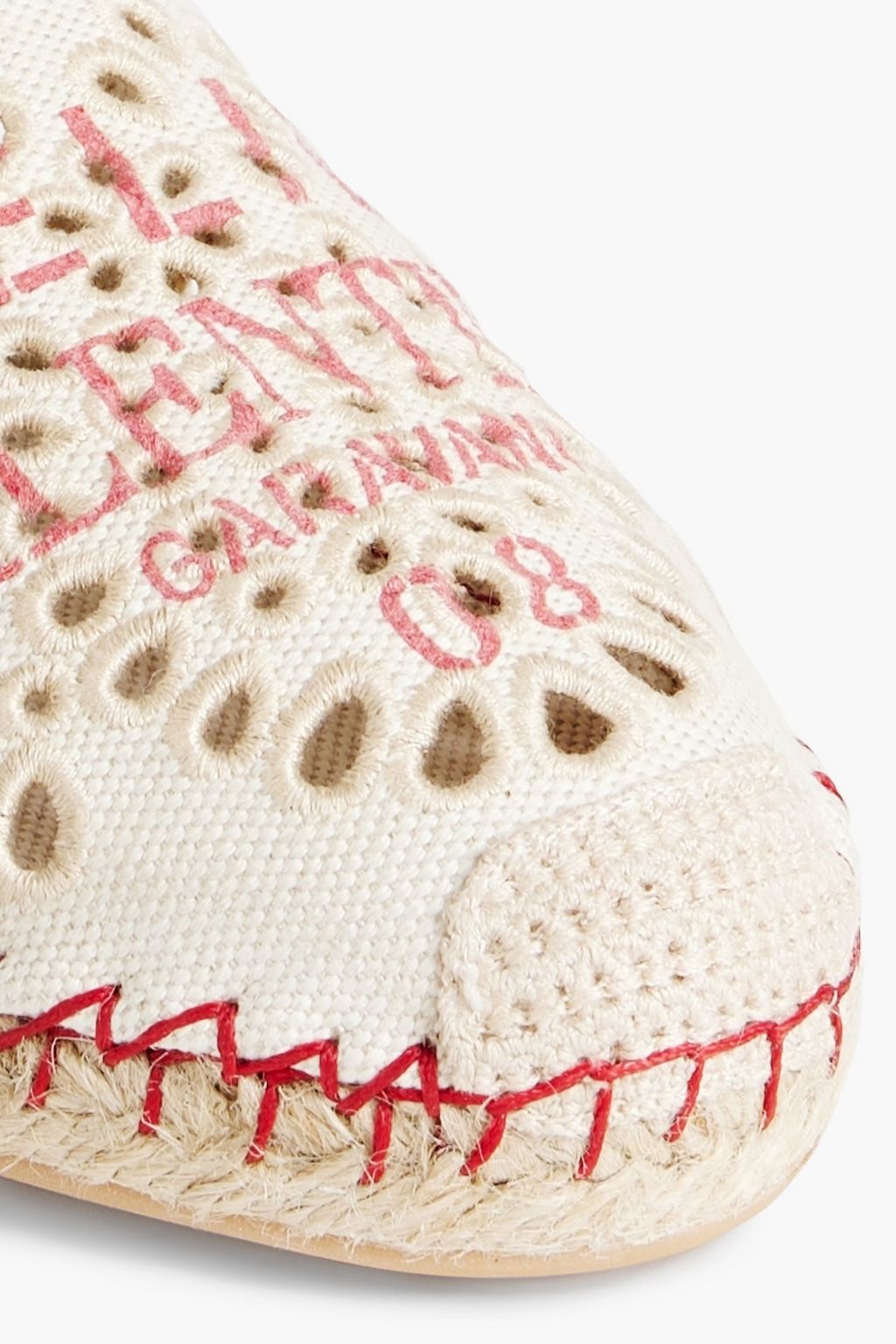 VALENTINO GARAVANI Logo-print broderie anglaise canvas espadrilles