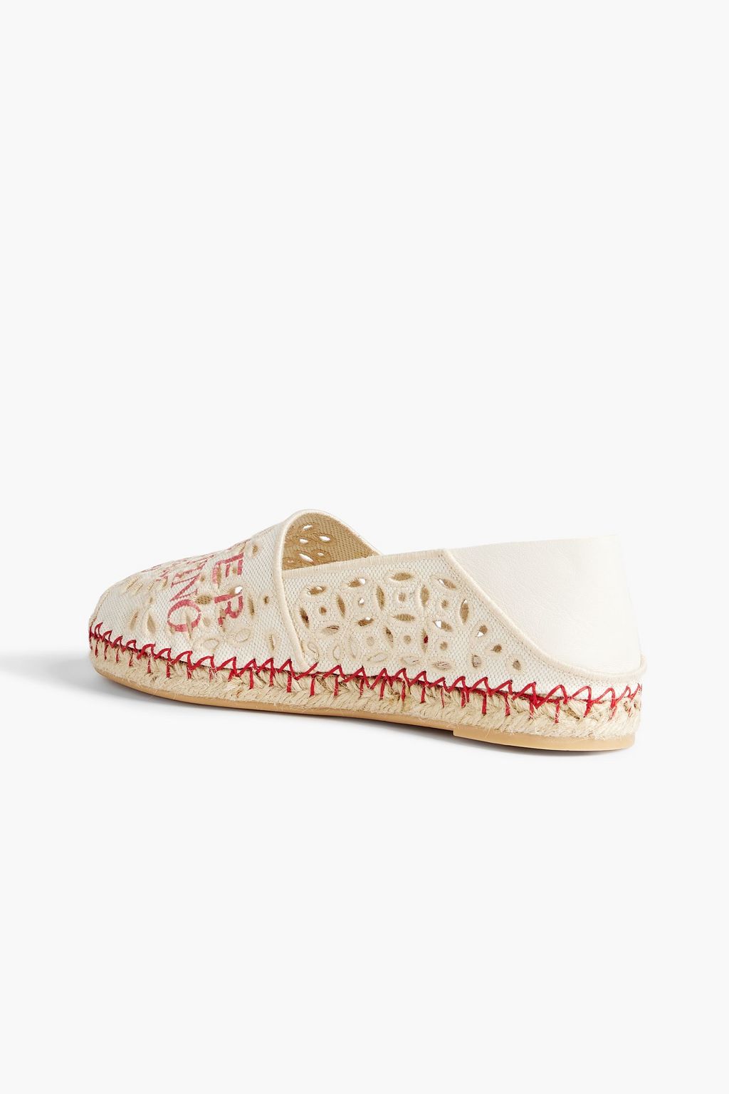 VALENTINO GARAVANI Logo-print broderie anglaise canvas espadrilles