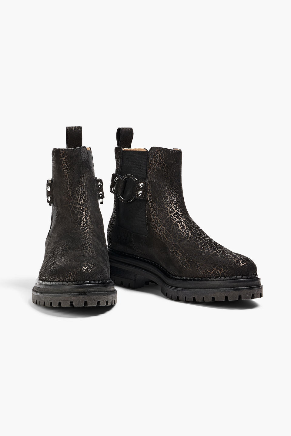 Sergio Rossi Motor 015 Printed Suede Ankle Boots In Black