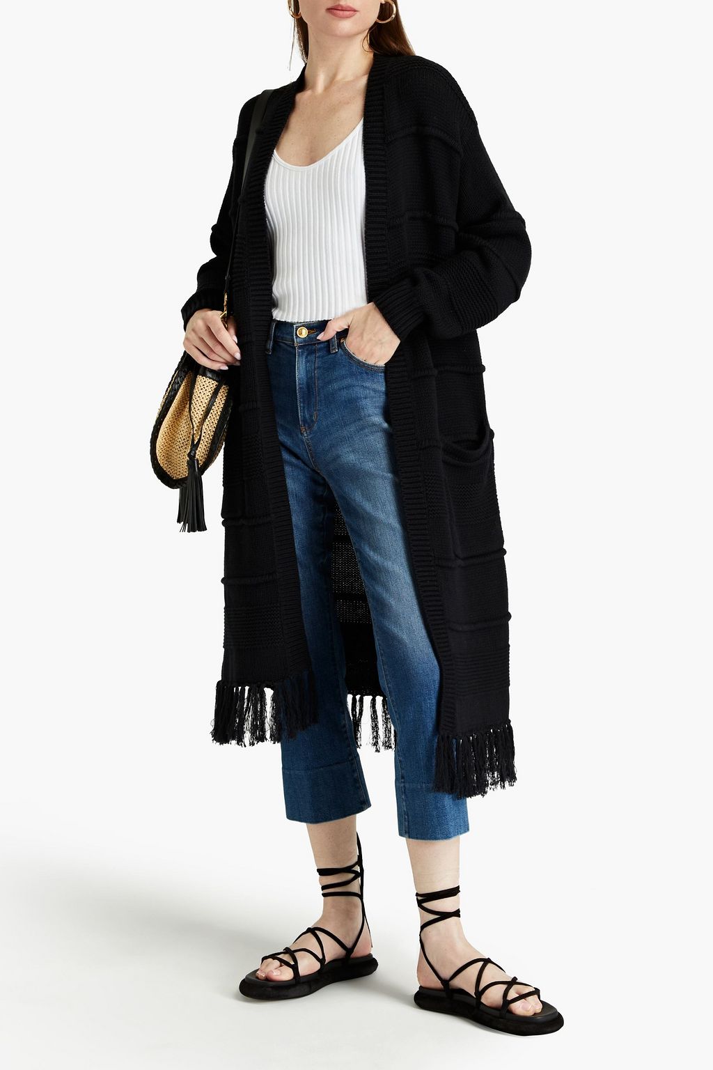 TIGERLILY Kirika fringed cotton-blend cardigan