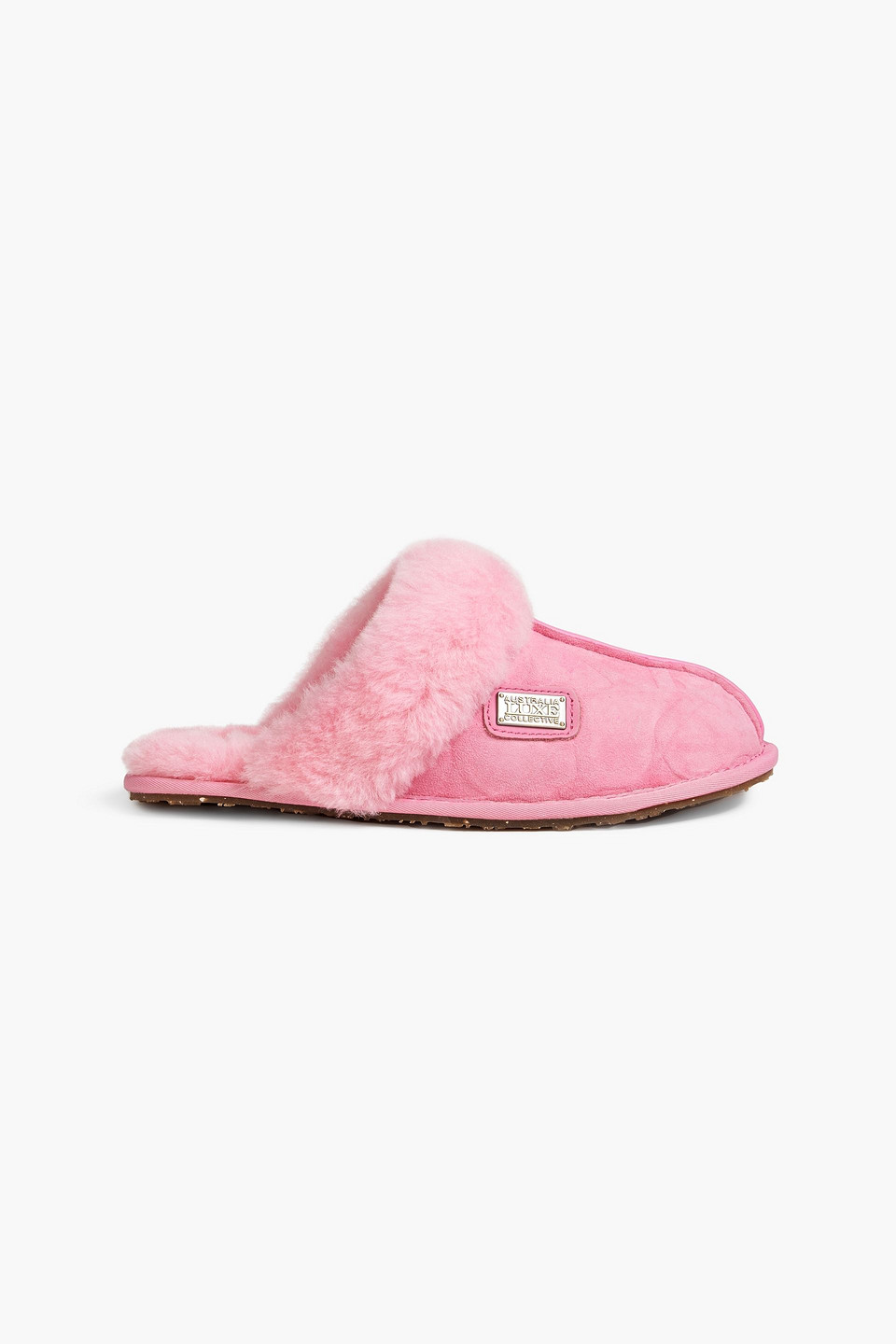 Australia Luxe Collective Embossed Shearling Slippers In Baby Pink