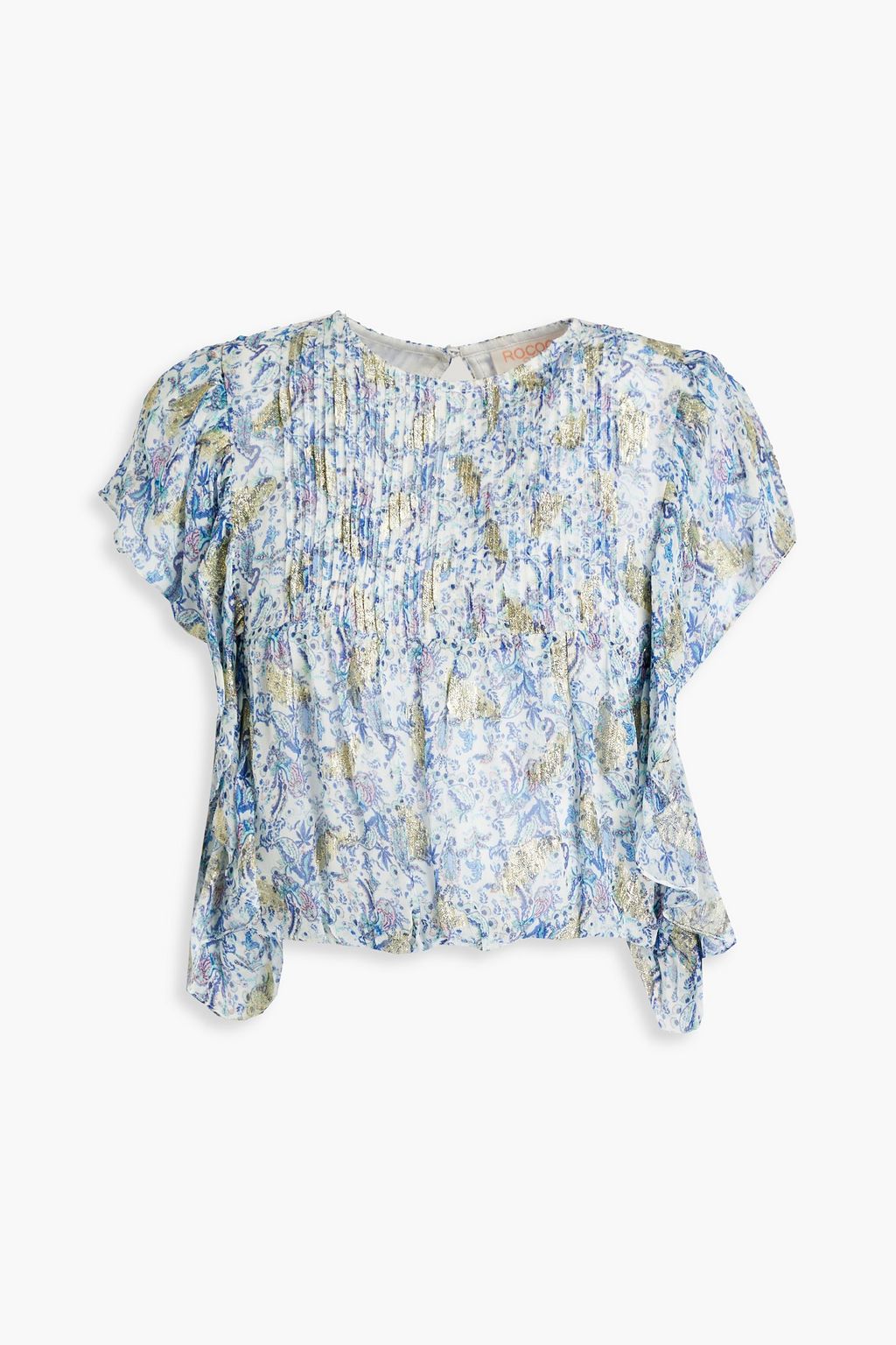 ROCOCO SAND Ruffled printed metallic fil coupé crepe top | THE OUTNET