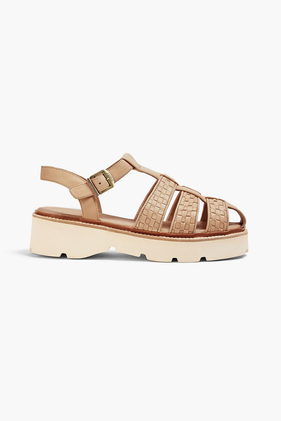 Australia Luxe Collective Woven Leather Sandals In Ecru