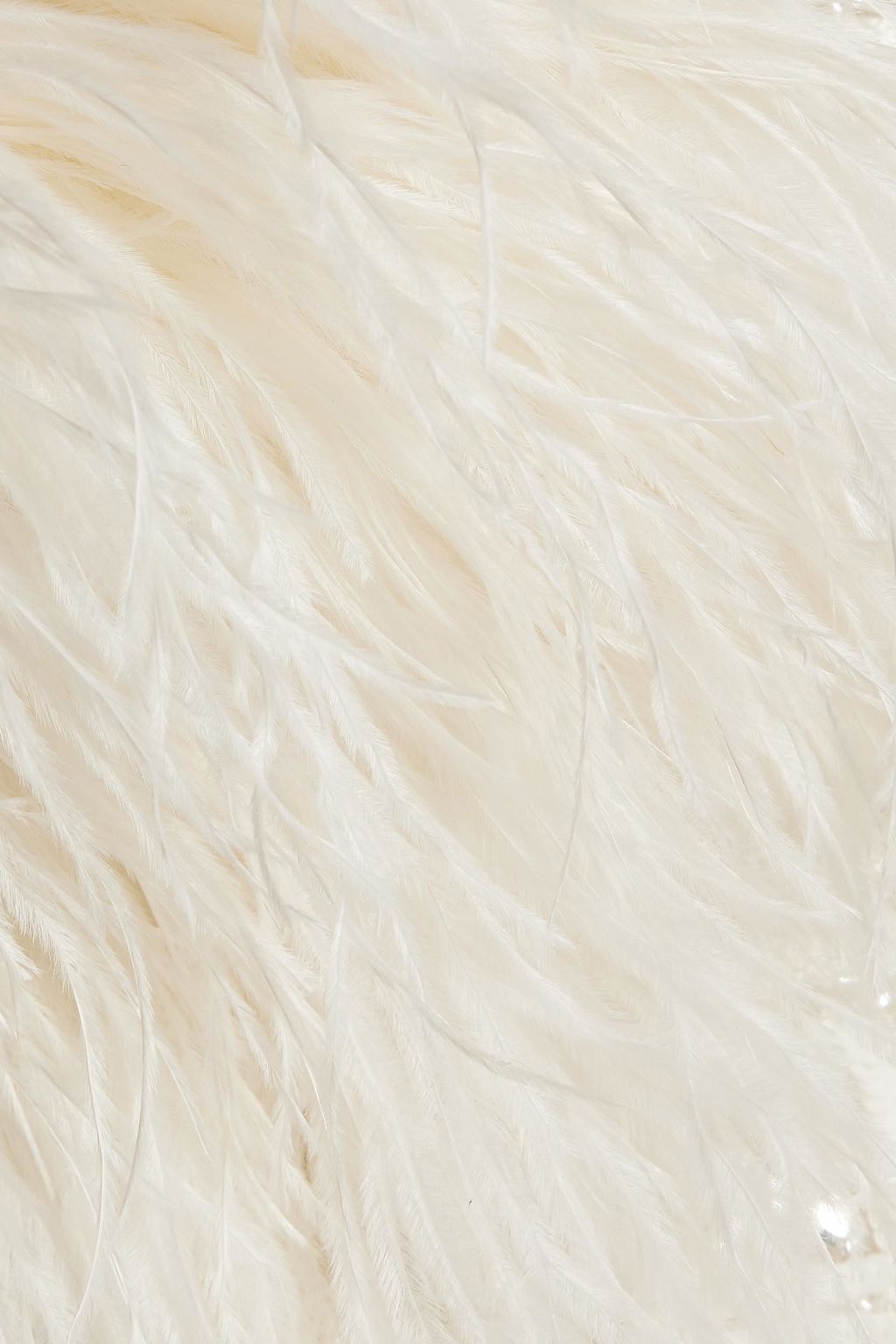 ZUHAIR MURAD Feather-trimmed embellished silk-blend tulle top