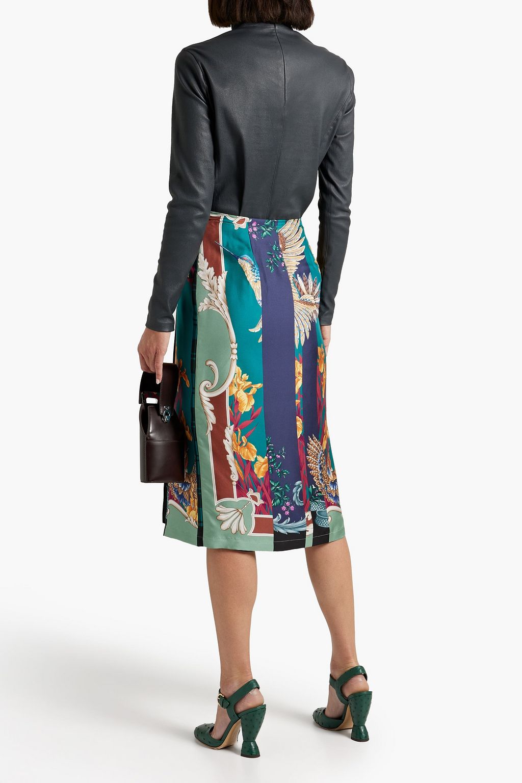 FERRAGAMO Printed silk-twill skirt