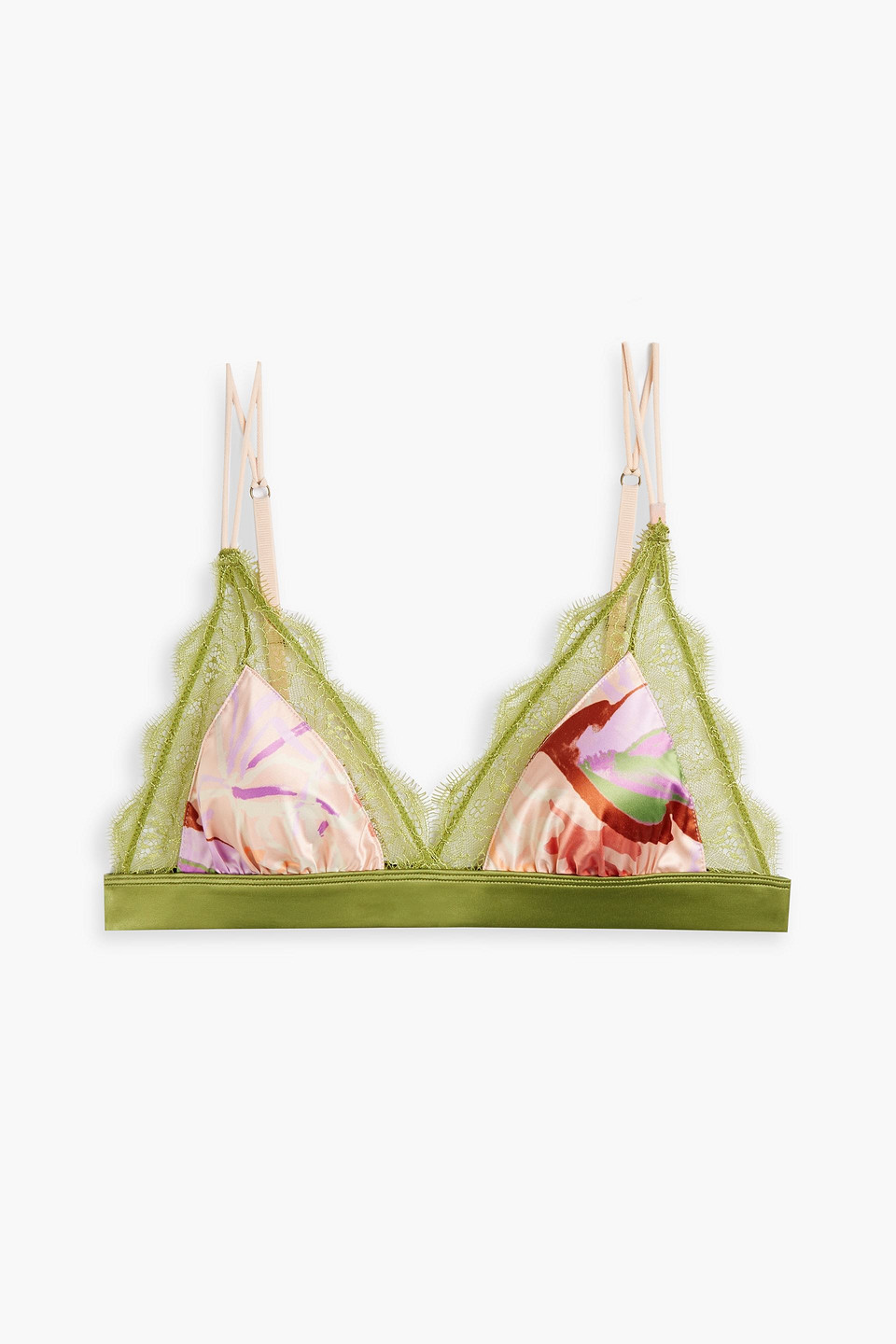 Love Lace printed satin soft-cup triangle bra
