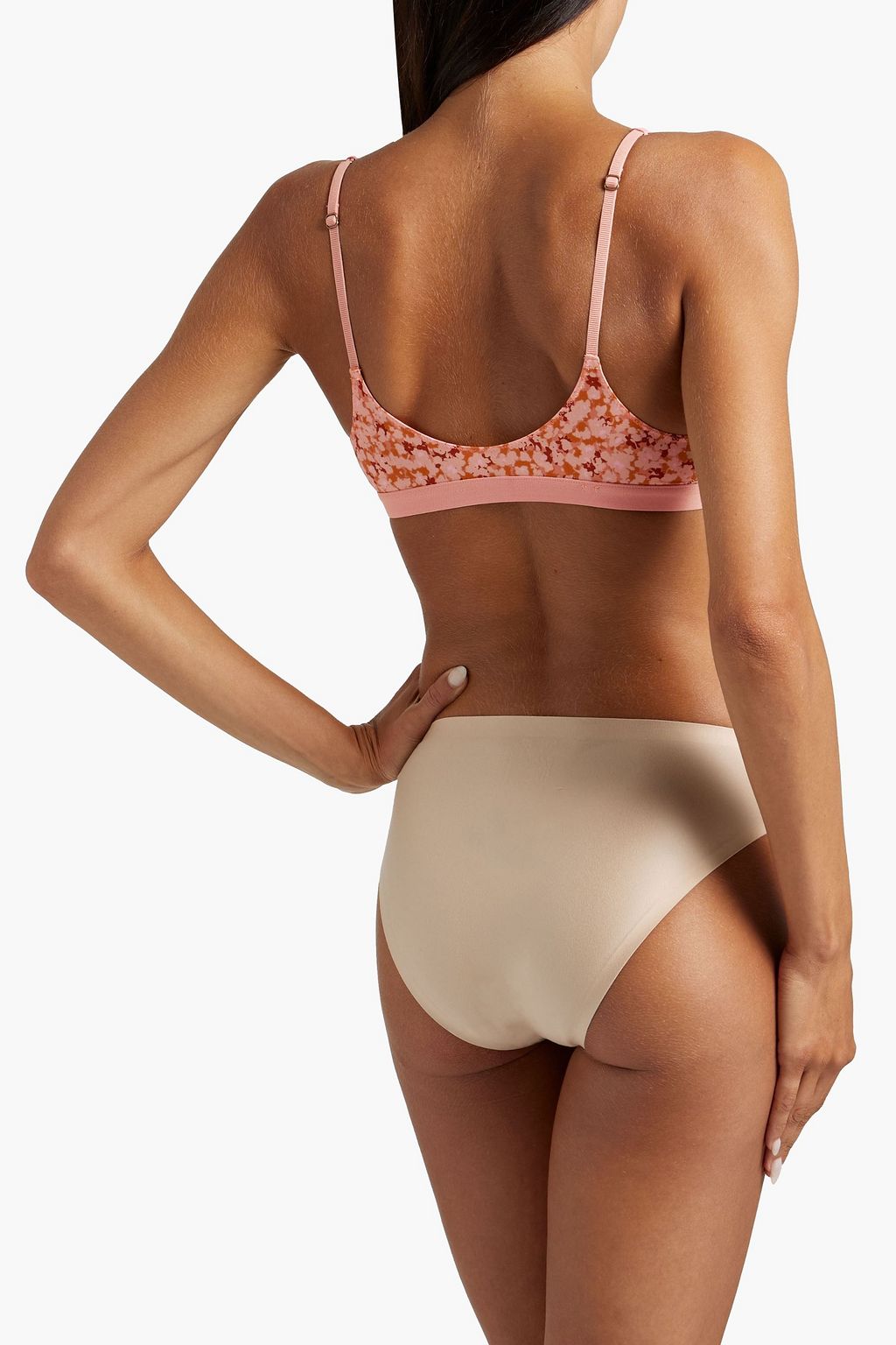 LOVE STORIES Hazel printed crepe de chine and corded lace triangle bra