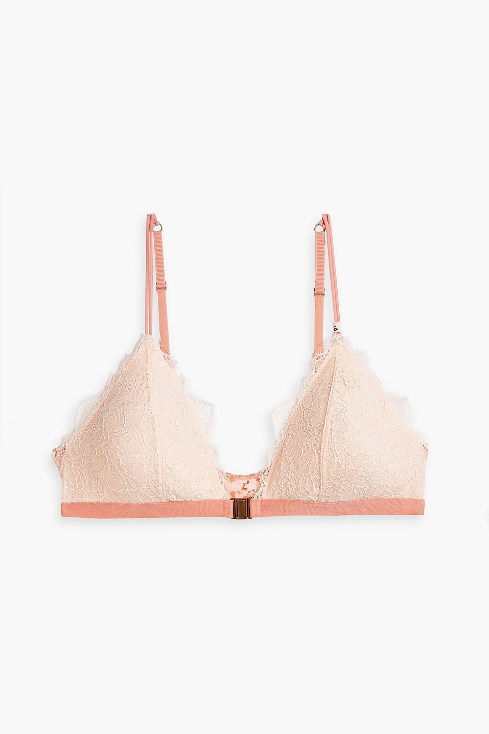 Hazel printed crepe de chine and corded lace triangle bra