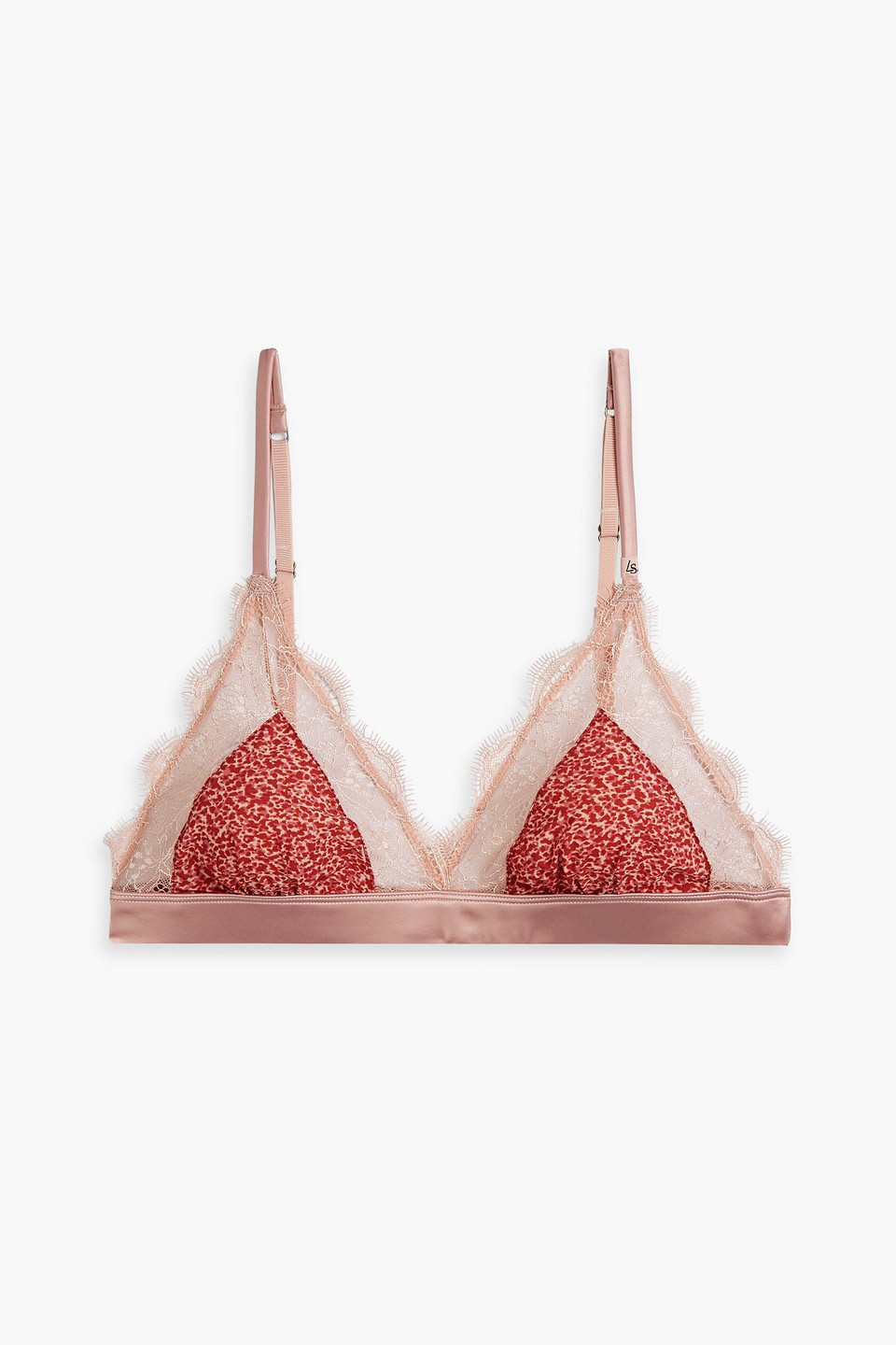 Love Lace printed crepe de chine soft-cup triangle bra