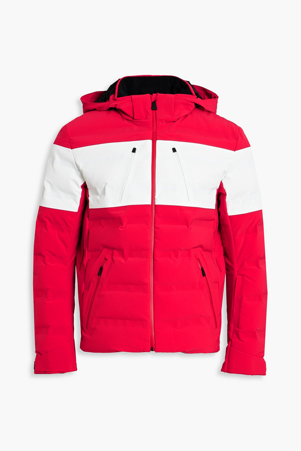 Aztech Quilted Two-tone Down Hooded Ski Jacket In Red