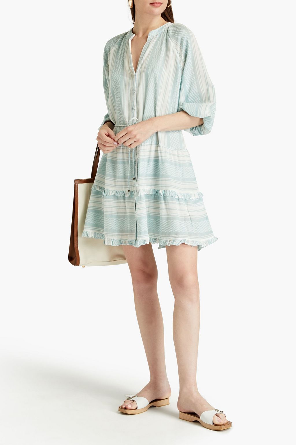 TIGERLILY Okimi Charley ruffled cottonjacquard mini dress Sale up to