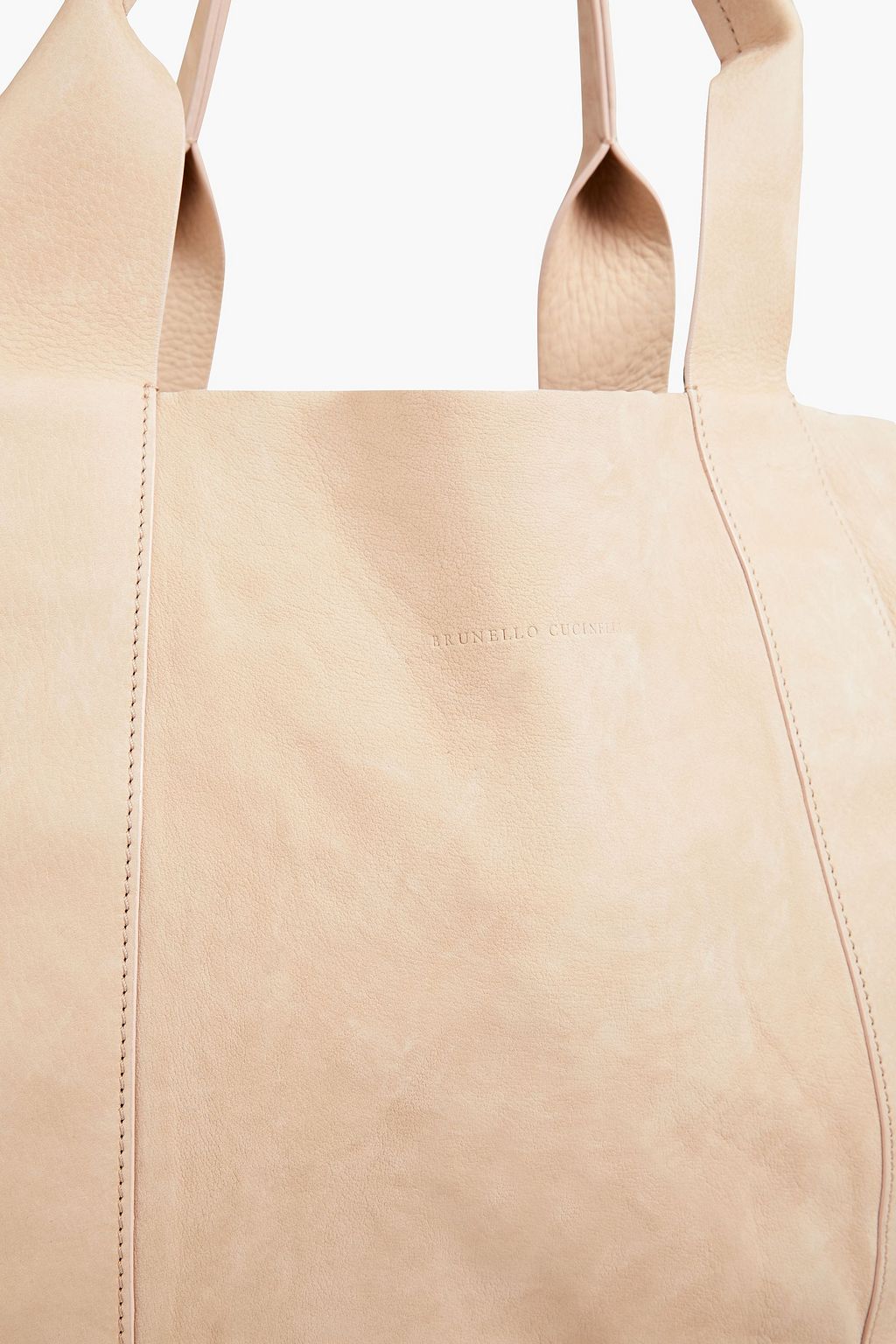 BRUNELLO CUCINELLI Feather-embellished pebbled-leather tote