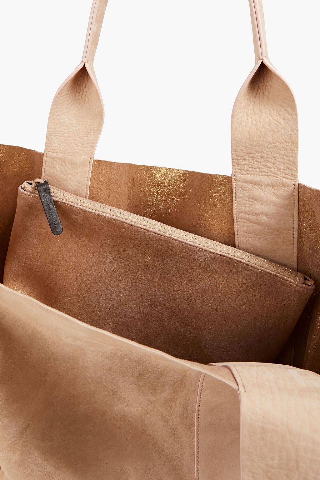 BRUNELLO CUCINELLI Feather-embellished pebbled-leather tote