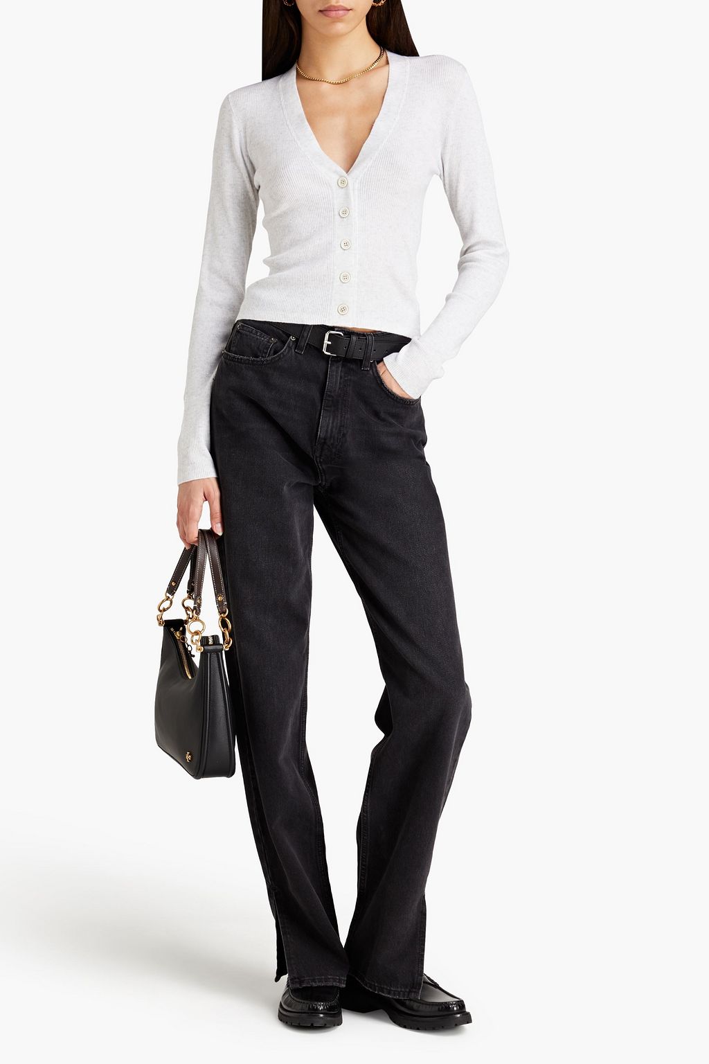 BRUNELLO CUCINELLI Cardigan aus Rippstrick in Metallic-Optik
