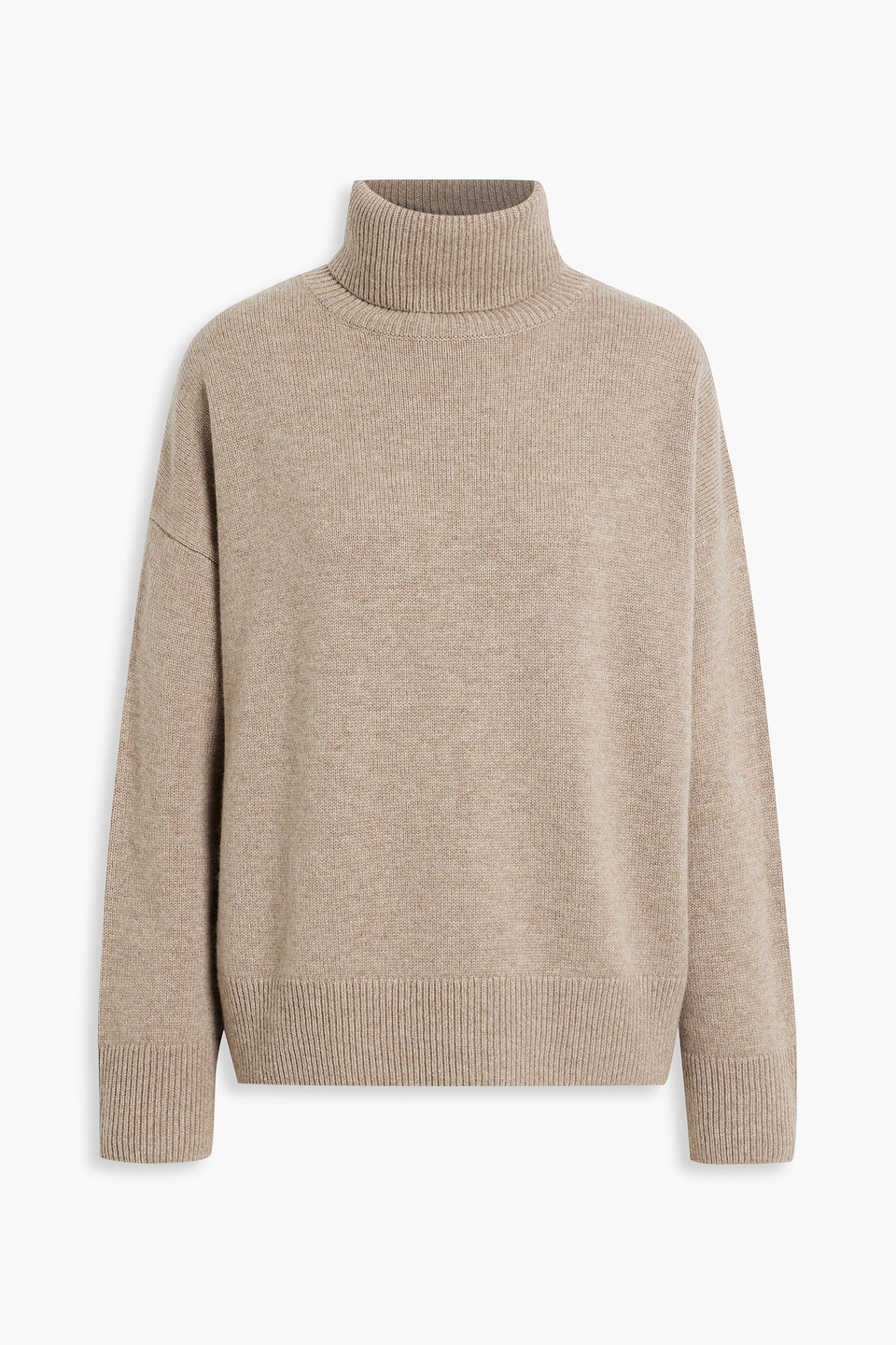 Co Mélange Wool And Cashmere-blend Turtleneck Sweater In Taupe
