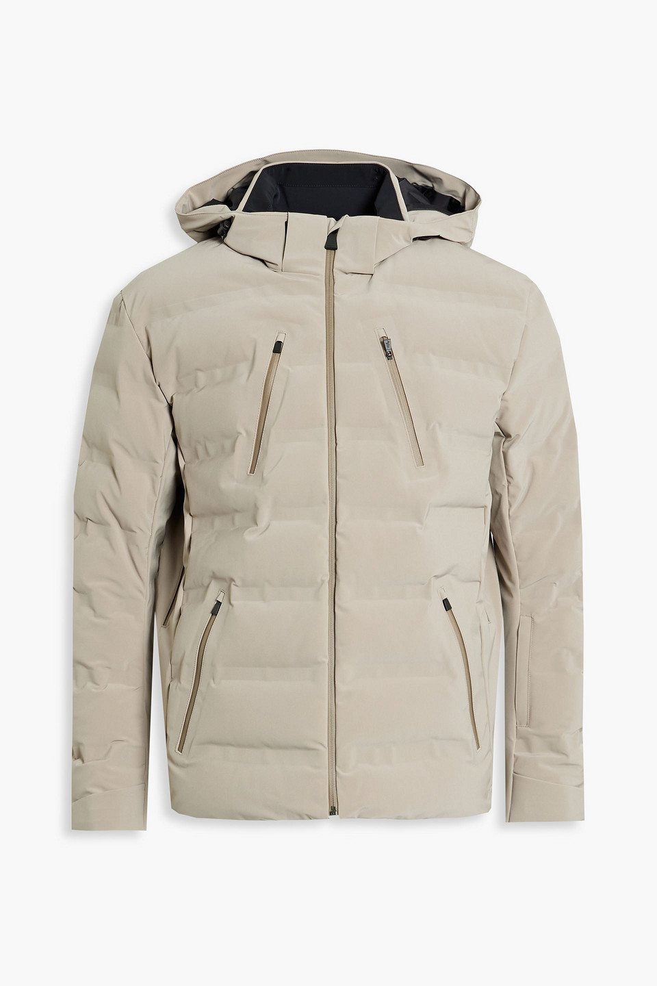 Aztech Quilted Hooded Down Ski Jacket In Stone