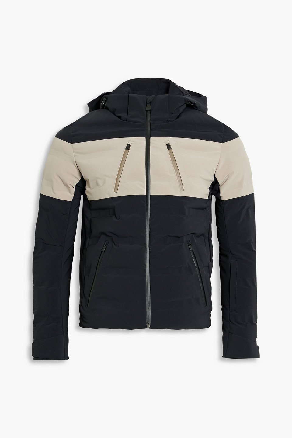 Aztech Two-tone Hooded Down Ski Jacket In Black