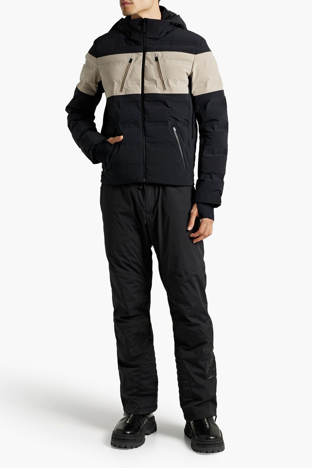 AZTECH MOUNTAIN Quilted two-tone hooded down ski jacket
