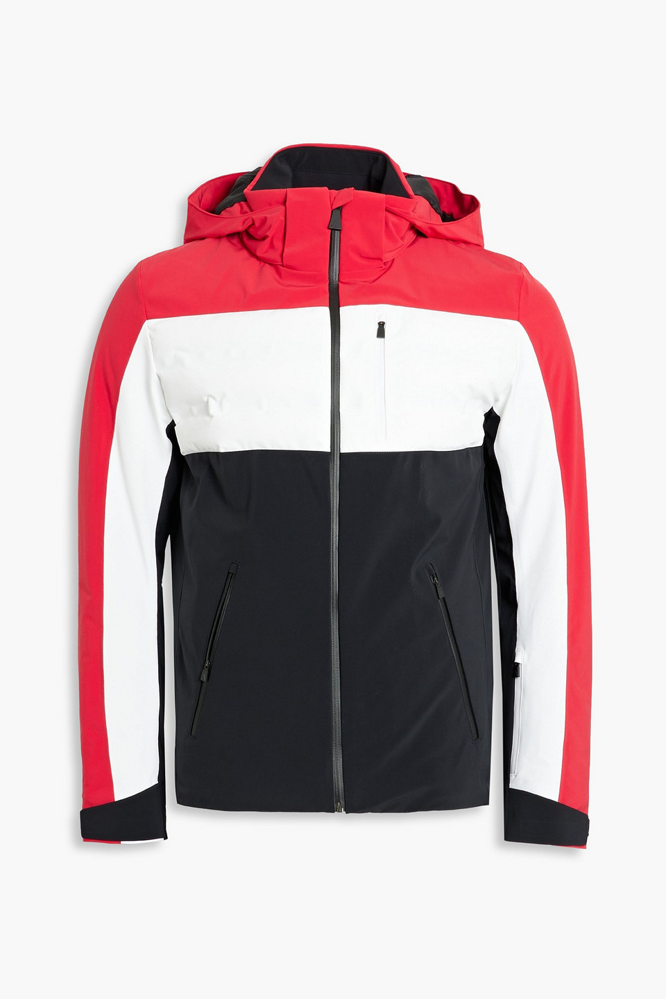 Aztech Ajax Quilted Color-block Hooded Ski Jacket In Red