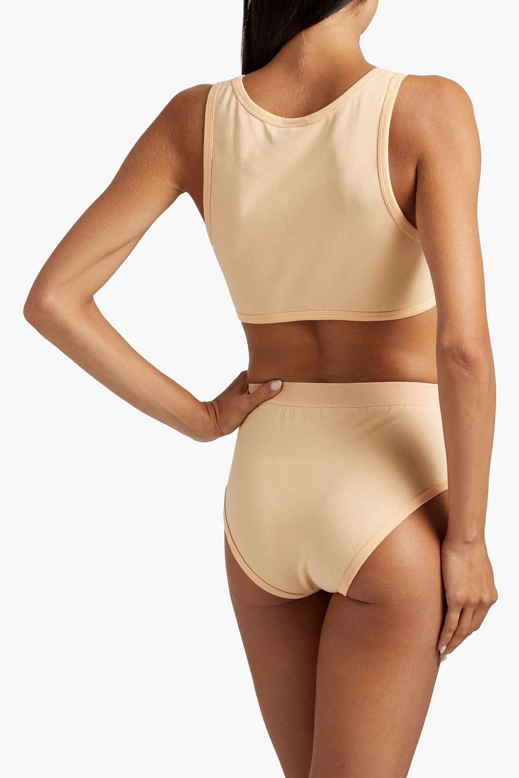GANNI Embroidered stretch-cotton jersey sports bras