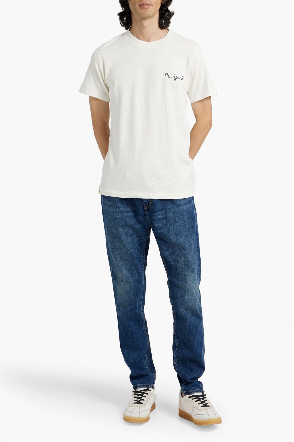 RAG & BONE Embroidered printed cotton-jersey T-shirt