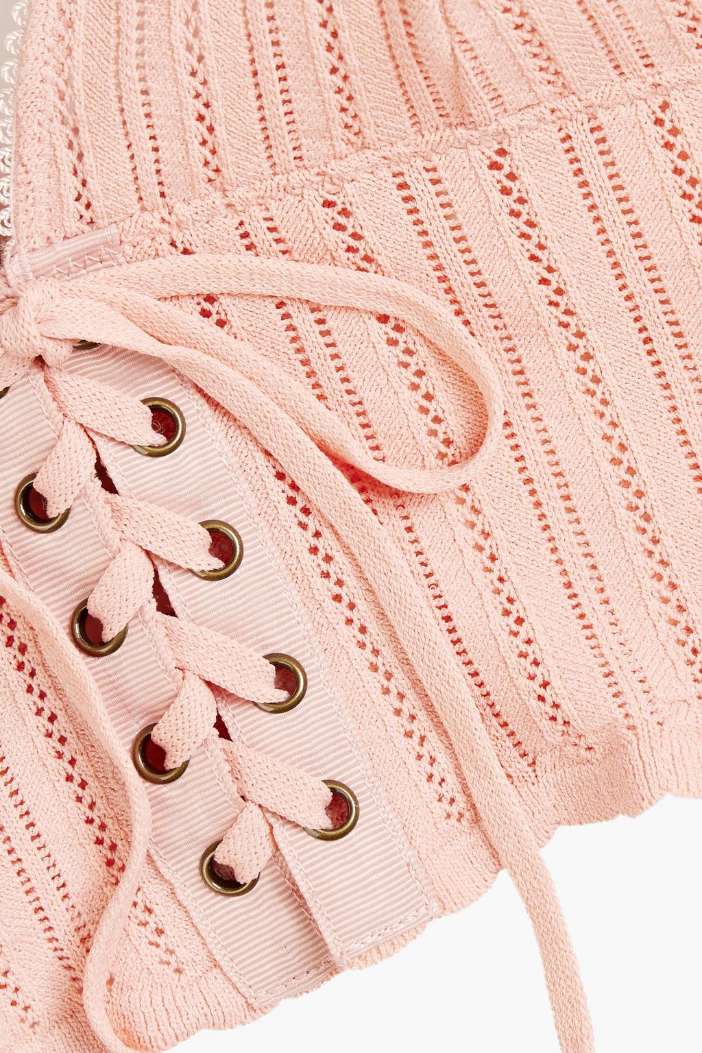 LOVE STORIES Dawn lace-up pointelle-knit bralette