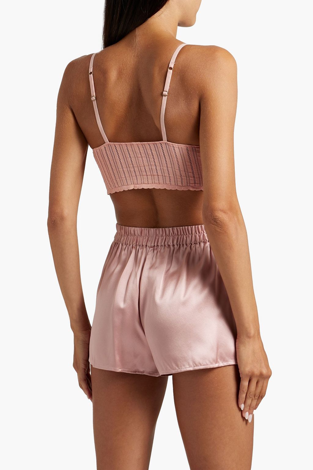 LOVE STORIES Dawn lace-up pointelle-knit bralette